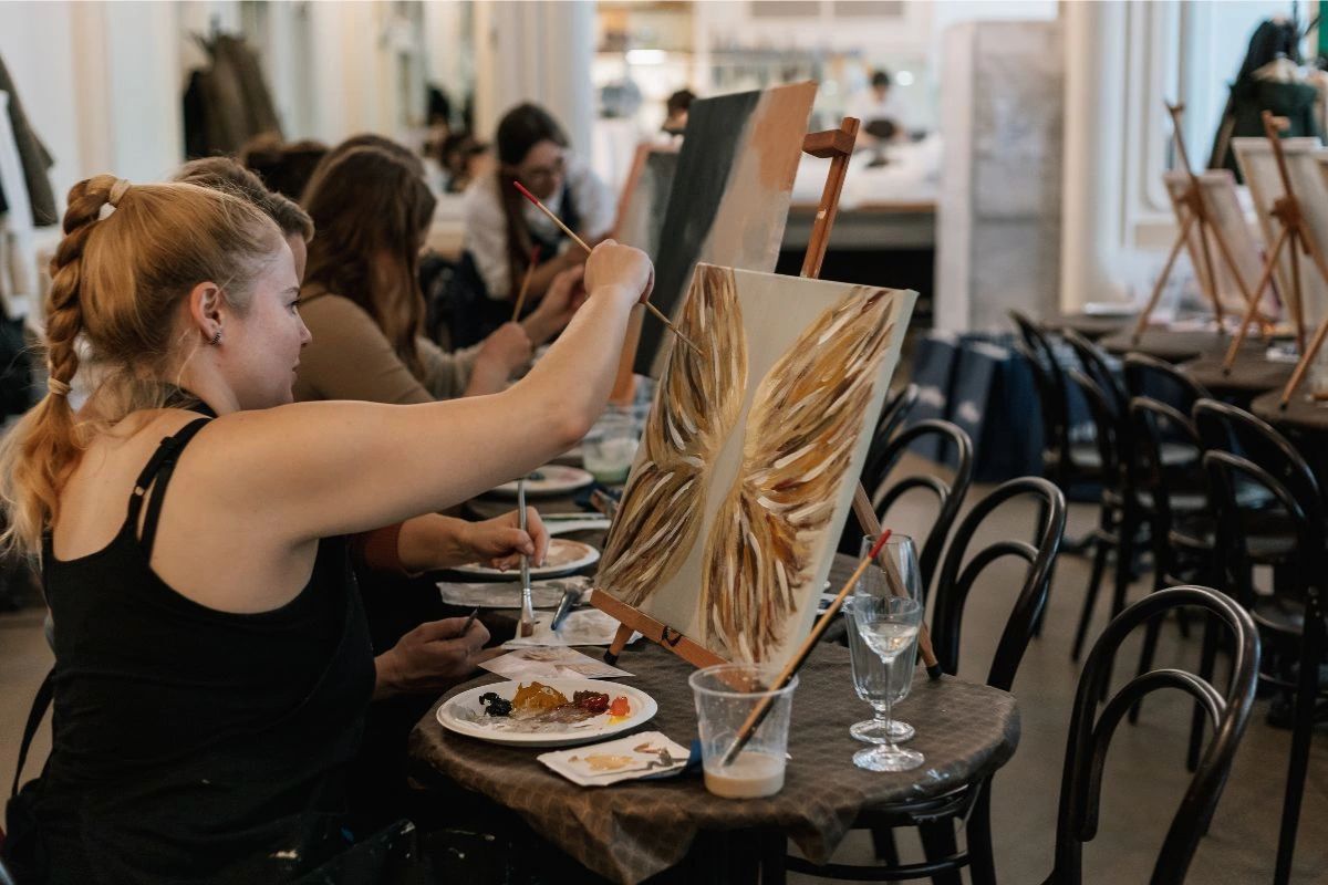 Paint and Sip Experience at Cukrárna Myšák in Prague