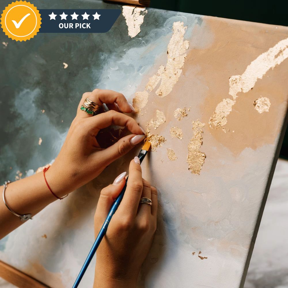 Combination of acrylic painting with gold leaf decoration