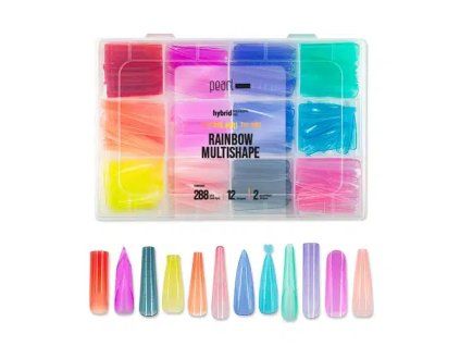 Pearl Nails - hybrid Reverse Dual Tip Box - Rainbow Multishape