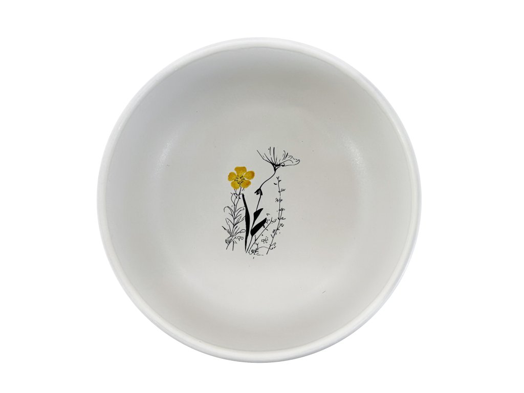 Keramická miska Cream Garden Color ø 15 cm v smetanovo-černém provedení s jemným květinovým dekorem a žlutým květem uprostřed. Elegantní design, vhodný pro každodenní použití.