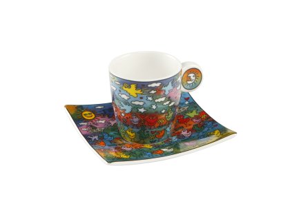 Goebel James Rizzi Espresso šálek s podšálkem Up Down and Flying Around