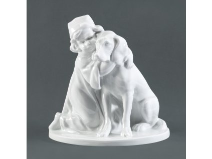 Aelteste Volkstedter Porcelánová soška "Dívka se psem"