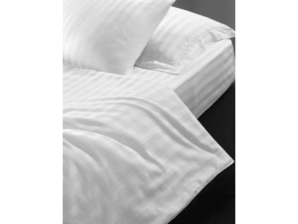 Hotelové povlečení 140x220, 70x90cm Atlas gradl Bílý - česaný 145g/m2, proužek 2cm (Zapínání hotelový uzávěr)