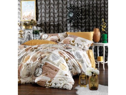 Saténový povlak na polštář Clock natur (Rozměr 40x40)