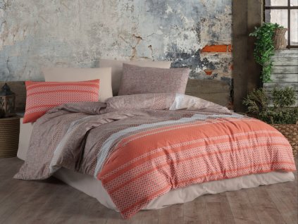 Povlečení bavlna 140x200, 70x90cm Tibora salmon (Zapínání nitěný knoflík)