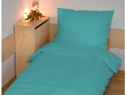 Prodloužené povlečení bavlna UNI 140x220, 70x90cm tyrkysové (Zapínání nitěný knoflík)