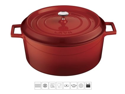 849 litinovy hrnec cerveny 20cm