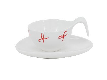Cappuccino šálek s podšálkem Mašle (150ml), bílý