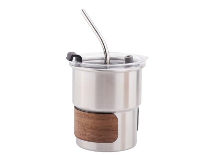 Cestovní nerezový hrnek na kávu s brčkem 250ml