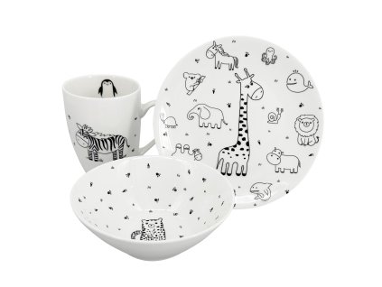 25340 detsky jidelni set mini zoo talir miska hrnek