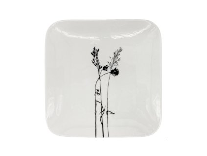 Dezertní porcelánový talíř Carré, rozměr 18x18cm, s dekorem Field.