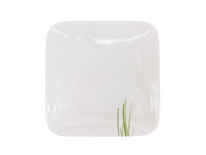 Dezertní porcelánový talíř Carré, rozměr 18x18cm, s dekorem Grass.