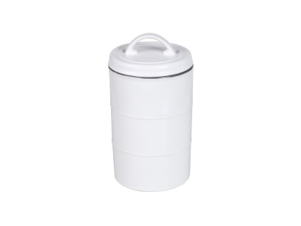 Porcelánová doza, bílá s šedým proužkem