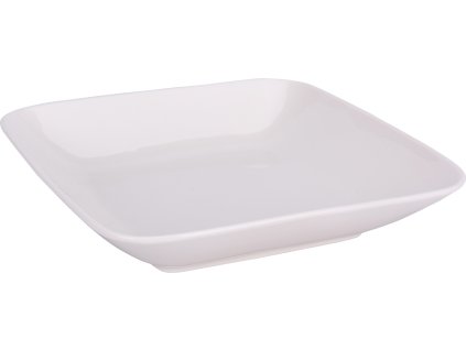 Mělký porcelánový talíř Carré, rozměr 22x22 cm, bílý, bez dekoru.