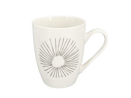 Hrnek - na čaj, kávu, kolekce Fine Lines, bílá s šedým dekorem, materiál porcelán, objem 350 ml,