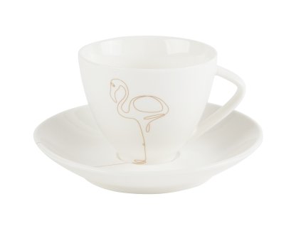 Kávový šálek s podšálkem Flamingo, zlatý 150ml