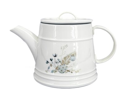 Konvice Vánoční Nostalgie – materiál porcelán, objem 1500 ml, smetanový s šedým proužkem a vánočním dekorem