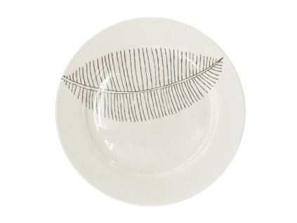 Mělký talíř Fine Lines, bílá s šedým dekorem, materiál porcelán, ø 27 cm, vhodné do myčky i mikrovlnné trouby.