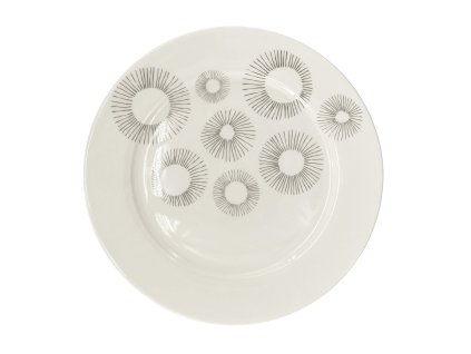 Mělký talíř Fine Lines, bílá s šedým dekorem, materiál porcelán, ø 27 cm