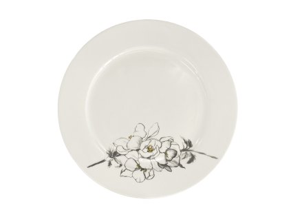Mělký talíř Fine Twig, bílá s dekorem magnolie, materiál porcelán, ø 27 cm