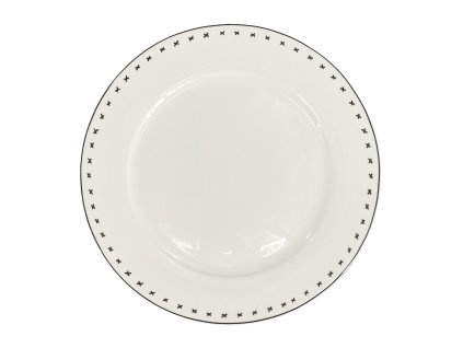 Mělký talíř Sound Stech, bílá s černým dekorem, materiál porcelán, ø 27 cm, vhodné do myčky i mikrovlnné trouby.