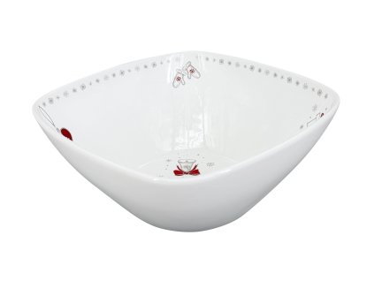 22443 vanocni keramicka misa quadro koleda 26x11 cm s elegantnim ctvercovym tvarem a vanocnim dekorem zvonecku darku a rukavic