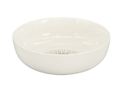 Miska - na müsli, na salát, bílá s šedým dekorem, materiál porcelán, ø 14 cm