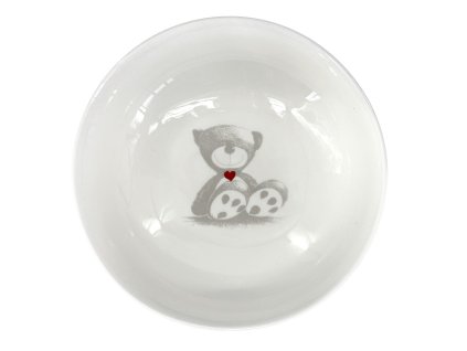 Dětská miska Teddy - ø 14 cm, materiál porcelán, barva bílá, dekor medvídka.