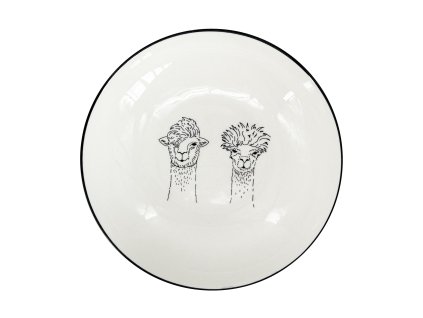 24612 1 miska hluboky talir lama 19 5x4cm bila s cernou linkou