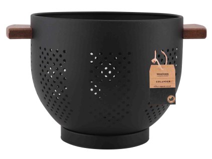 Nerezový cedník ø 22cm, černý/akátové dřevo, malý