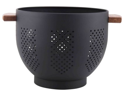 Nerezový cedník ø 24cm, černý/akátové dřevo, velký
