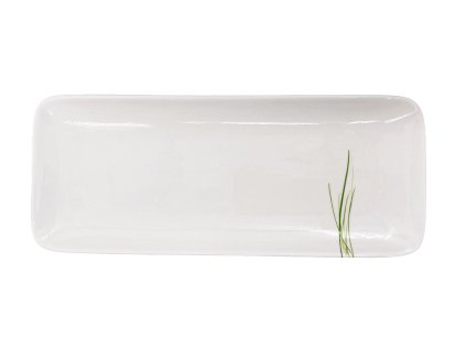 Servírovací porcelánový tác Carré, rozměr 25x10cm, bílý, s dekorem Grass.
