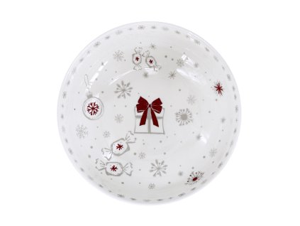 Polévková miska Fine Koleda, bílá s vánočním dekorem, materiál porcelán, ø 16,5 cm, vhodné do myčky i mikrovlnné trouby.
