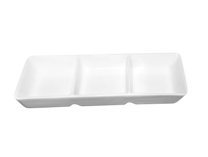 26714 porcelanova degustacni miska 3 sekce bila 21 x 9 cm