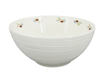 Porcelánová miska s embosovaným povrchem a jemným dekorem červených bobulí.