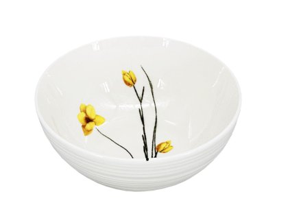 Stylový porcelánový dezertní talíř s embosovaným povrchem a jarním květinovým dekorem. Ideální pro sladké pochoutky.