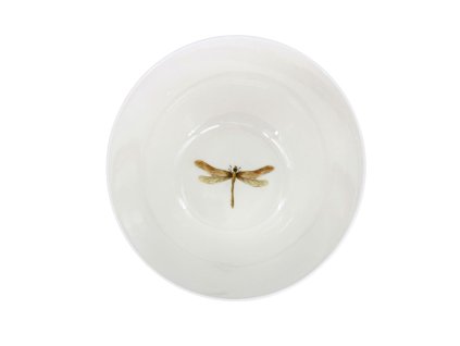 Porcelánová miska Croft Vážka 16 cm, zelená/hnědá – Porcelánová miska s elegantním dekorem zelených lístků a jemným motivem vážky uvnitř pro dokonalý vizuální efekt.