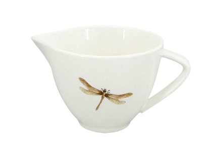 Porcelánová mléčenka Vážka 150 ml, zelená/hnědá – Kompaktní mléčenka s decentním motivem vážky, elegantní oblý tvar ladící s kolekcí Croft Vážka.