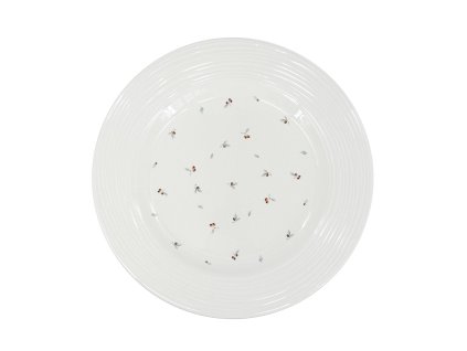 Porcelánový mělký talíř Croft Berries s jemným dekorem červených bobulí a reliéfním povrchem.