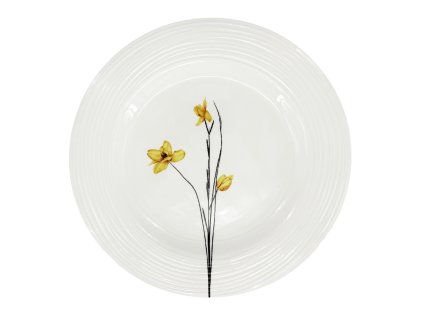 Jemně zdobený porcelánový talíř s motivem jarních květů a reliéfní strukturou. Skvěle ladí s kolekcí Croft Spring.