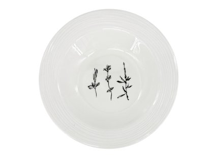 Polévkový porcelánový talíř Croft Wild 23 cm s jemně embosovanými okraji a elegantním dekorem lučních květin.
