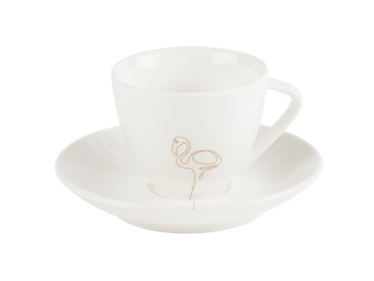 Presso šálek s podšálkem Flamingo, zlatý 100ml