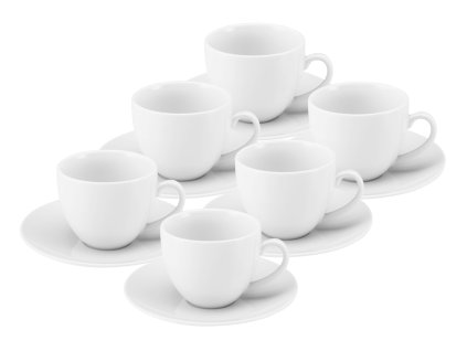 Porcelánový šálek s podšálkem, bílý, kolekce Fine , objem 220 ml, set 6 ks.