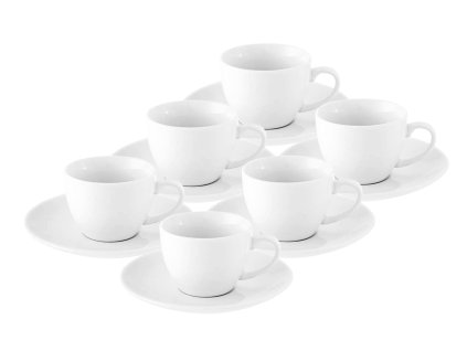 Porcelánový šálek s podšálkem na kávu, bílý, kolekce Sound, objem 220 ml, set 6 ks.