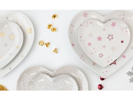 Tác Srdce, set 2 ks (Dekor Tečky červená)