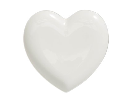 Talíř Srdce – porcelán, velikost 20 x 20 cm, výška 2,5 cm, barva bílá, tvar srdce.