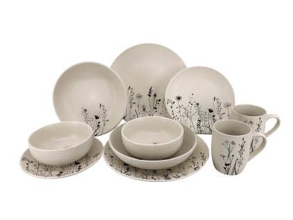 10dílná jídelní souprava Cream Garden s decentním dekorem pro stylové stolování.