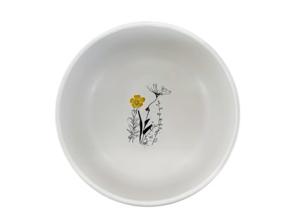 Keramická miska Cream Garden Color ø 15 cm v smetanovo-černém provedení s jemným květinovým dekorem a žlutým květem uprostřed. Elegantní design, vhodný pro každodenní použití.