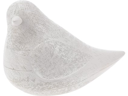 26363 1 bily dekorativni ptacek z polyresinu jemny design s oblibenou prirodni strukturou