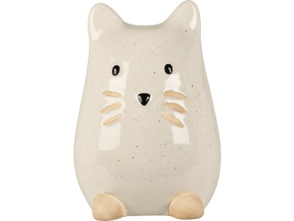 Porcelánová dekorace kočky Misu v bílé barvě, výška 13 cm, kombinace matného a lesklého provedení.